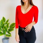 Body Manga Larga Cuello V