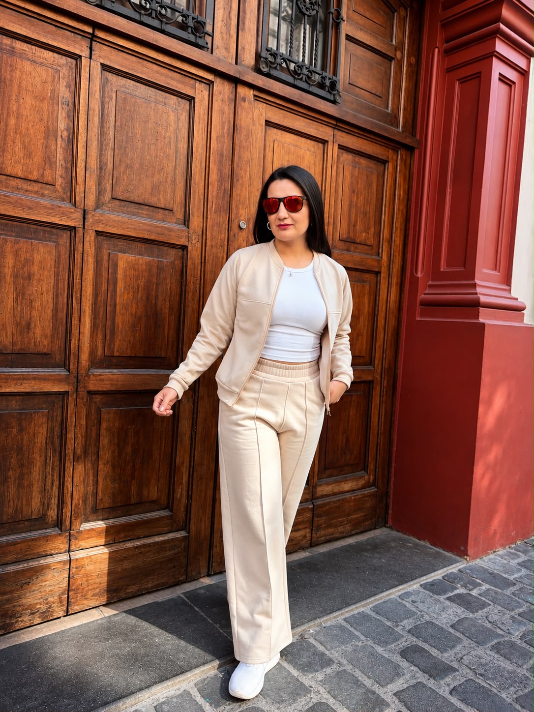 Conjunto Poleron + Palazzo Beige