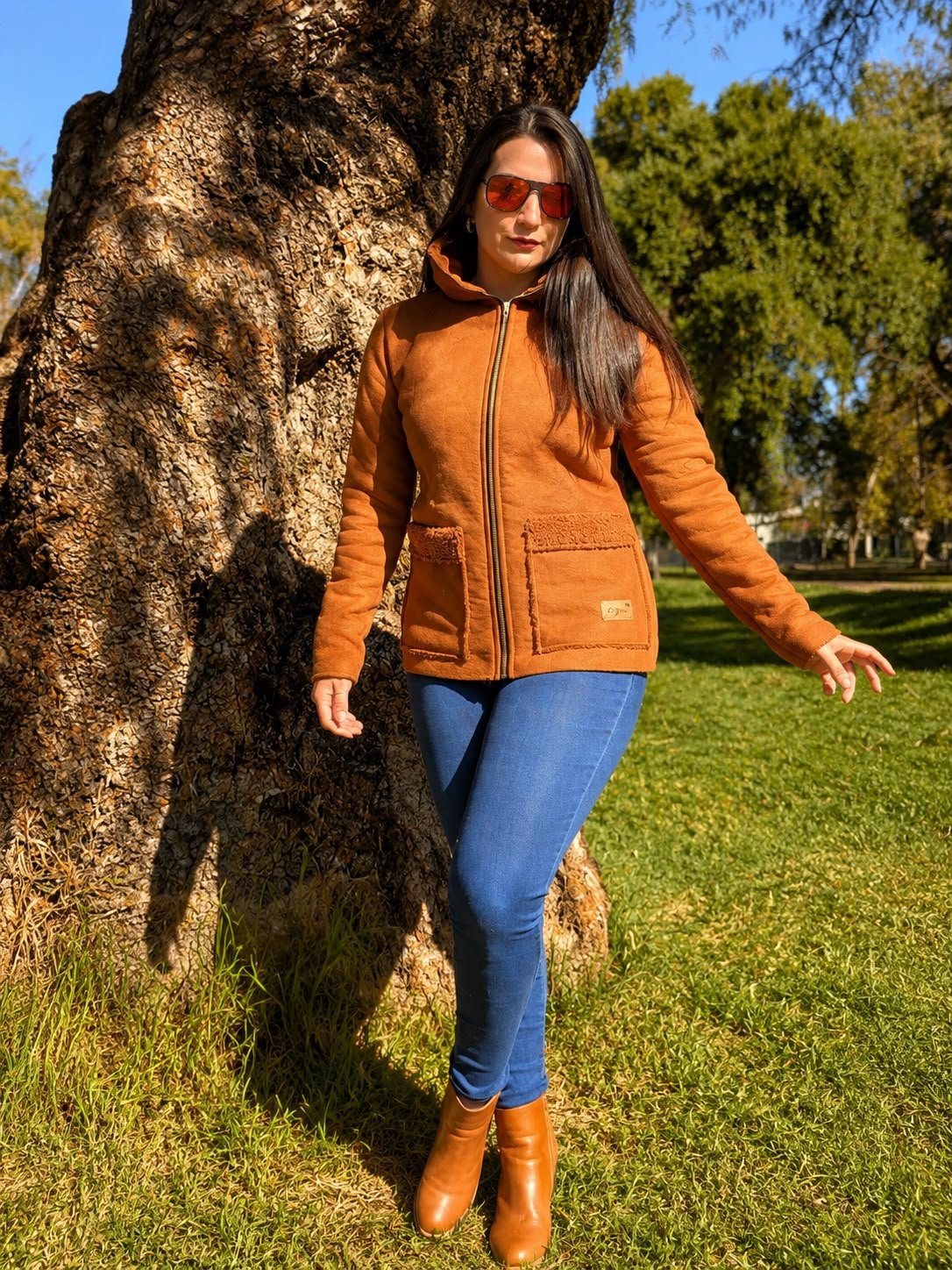 Chaqueta gamuza con chiporro